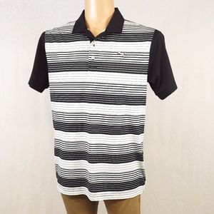 Puma Black & Gray Striped Golf Polo Shirt (L)